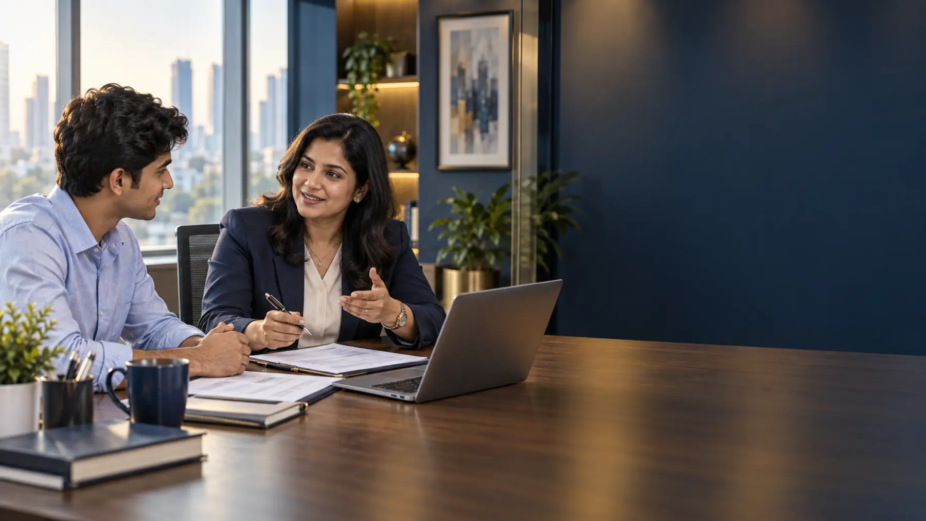 Career consultant guiding a professional